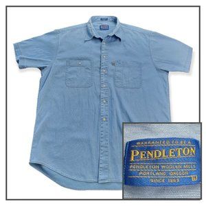 Men’s Pendleton Outdoor Cotton Corduroy Button Up Shirt SZ L Denim Blue